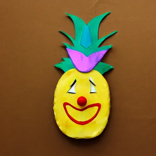 Image similar to an pineapple with a clownmask