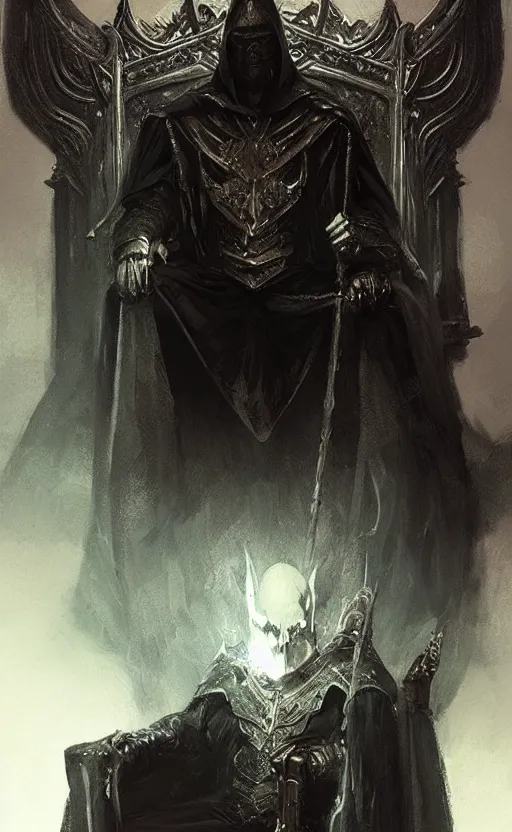 Image similar to « beautiful hyper realistic portrait of dark lord on the throne by greg rutkowski, very detailed, trending on artstation »