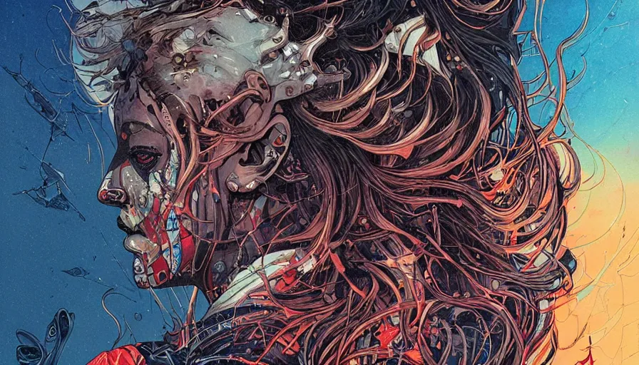 Prompt: the flame of madness from elden ring by sandra chevrier, i, wlop, moebius and kilian eng, atmospheric, fine details, vivid, neon, masterpiece