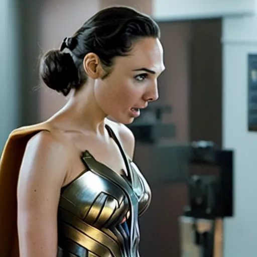 Image similar to movie film still of Gal Gadot as Professor X in a new X-men movie, cinematic