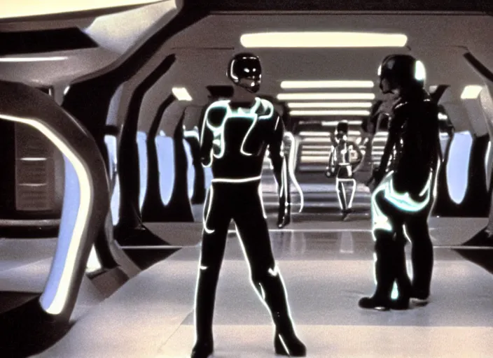 Prompt: scene from the 1 9 7 2 science fiction film tron