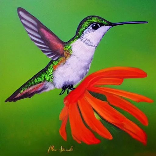 Prompt: painting of a hummingbird, beautiful