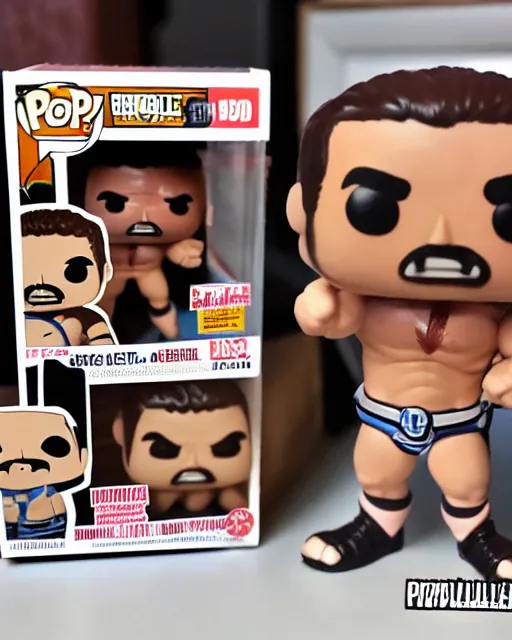 Image similar to wrestler Funko Pop. Photographic, photography