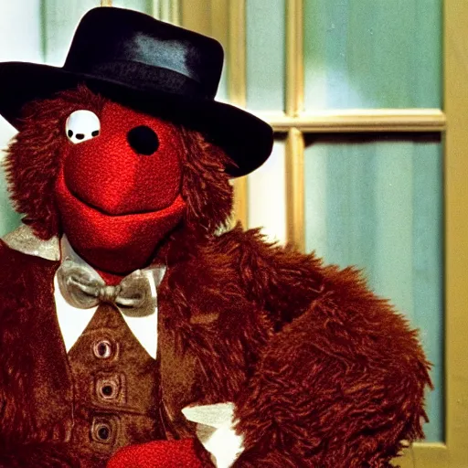 Image similar to fozzie bear in the godfather, 4k, high detail, high-resolution photograph