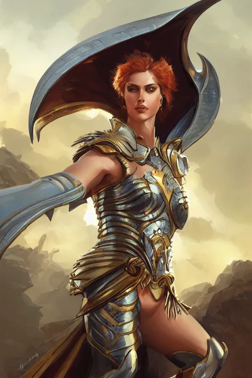 Image similar to amazon valkyrie athena, d & d, fantasy, portrait, highly detailed, headshot, digital painting, trending on artstation, concept art, sharp focus, illustration, art by artgerm and greg rutkowski and magali villeneuve