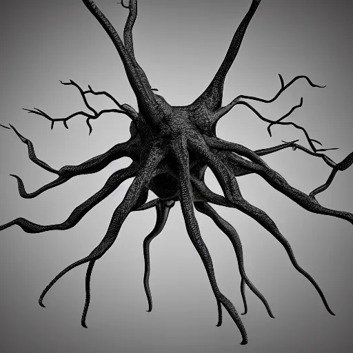 Prompt: neuron dendritic monster, t - pose, hyperrealistic, hyperdetailed, vray, 5 5 mm