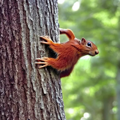 Prompt: the redwoodtree is a fantasy citty for squirrels with little houses in the tree and the branches. 4