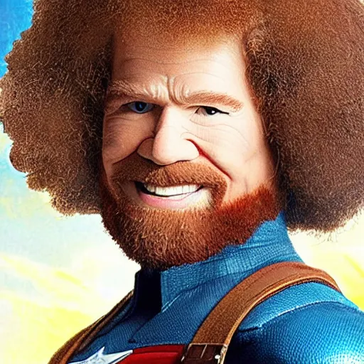 Image similar to Bob Ross as Captain America