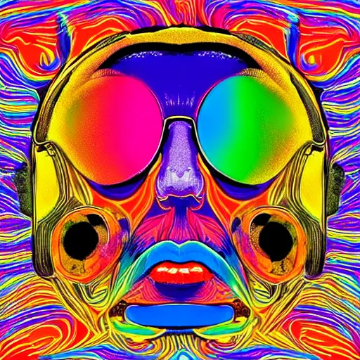 a cool colourful psychedelic face in the style of an | Stable Diffusion ...