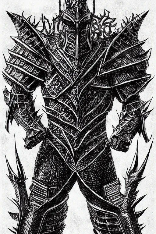 Image similar to armoured warrior, symmetrical, highly detailed, digital art, thorn themed armour, sharp focus, trending on art station, kentaro miura manga art style