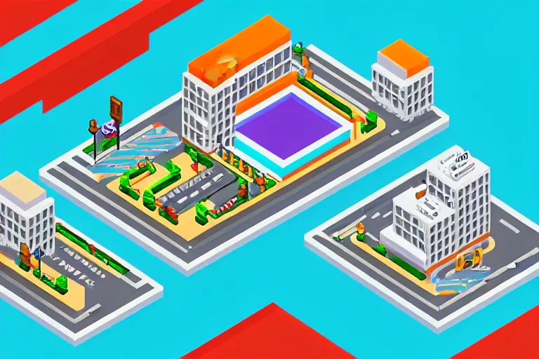 Image similar to isometric stylized pixel city, eboy, pixel art