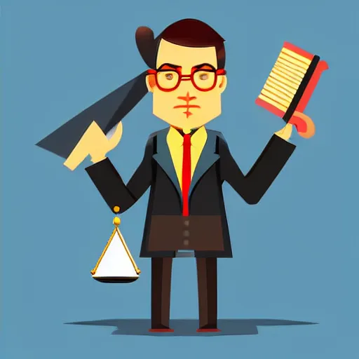 Prompt: a 2 d lawyer character, vector art, digital art, portrait, 4 k, 8 k, sharp focus, smooth, illustration, concept art