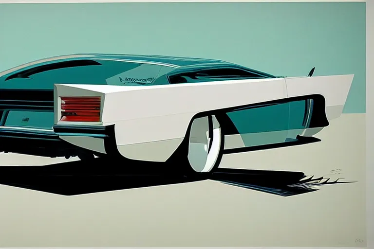 Prompt: car, white background!!!!!!!!!!, design by Syd Mead