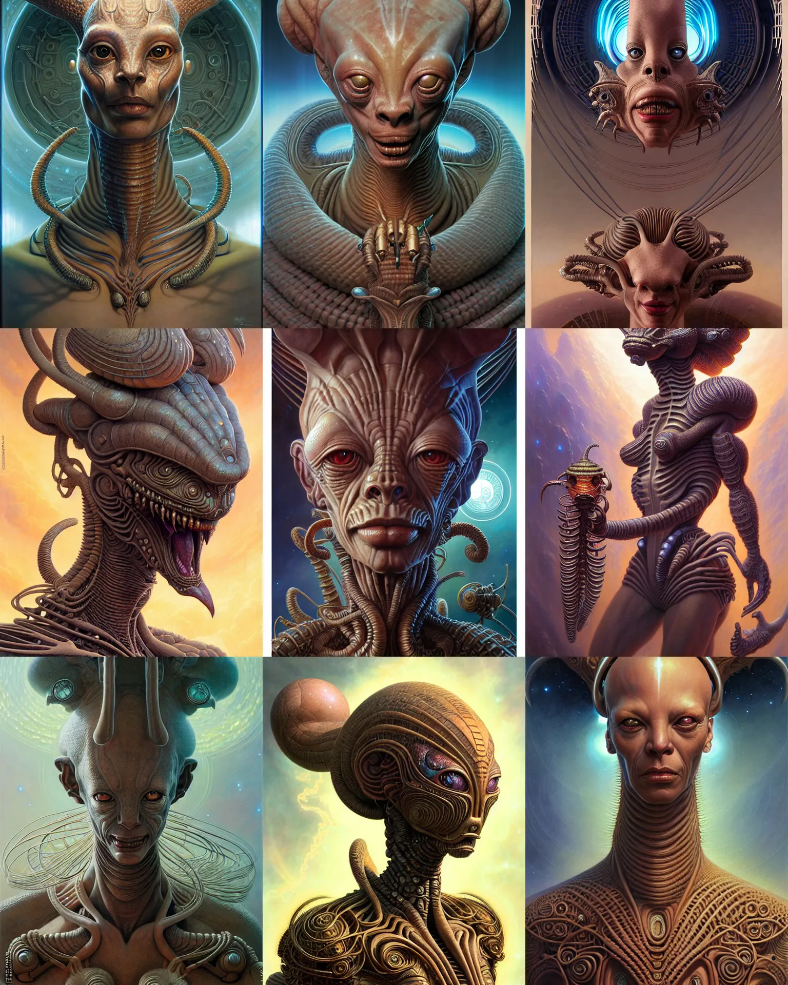 Prompt: portrait of a ancient alien creature, ultra realistic, intricate details, the fifth element artifacts, highly detailed by peter mohrbacher, allen williams, hajime sorayama, wayne barlowe, boris vallejo, aaron horkey, gaston bussiere, craig mullins