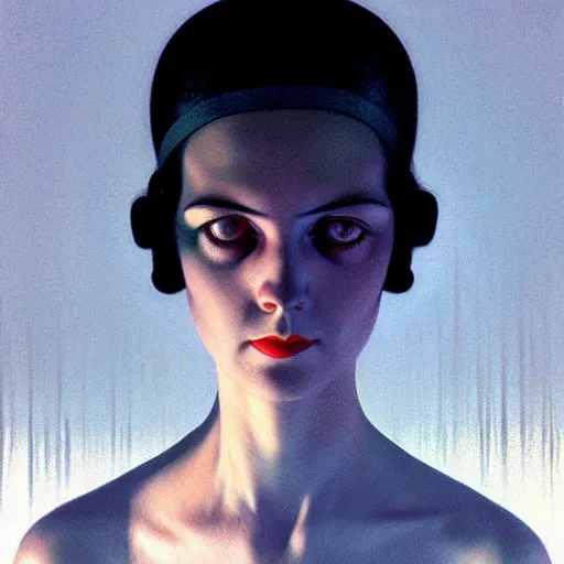 Image similar to portrait of woman from 2 0 s decade of xx century, dark atmosphere, lynchian, art by kuvshinov ilya and zdislav beksinski and wayne barlowe