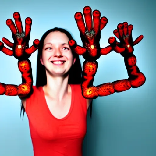 high quality photo of a four arms female model with Stable Diffusion