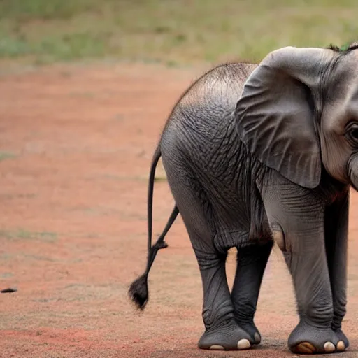 Image similar to baby elephant from south africa, the baby elephant is studying at harvard business school, realistic, detailed