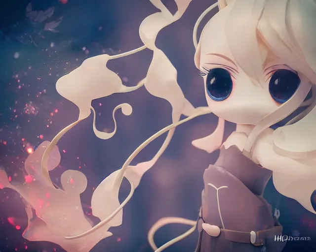 Image similar to JamesJean & Loish isolated magical girl vinyl figure, figure photography, smooth sharp focus, romantic undertones, anime stylized, high detail, ethereal lighting - H 640