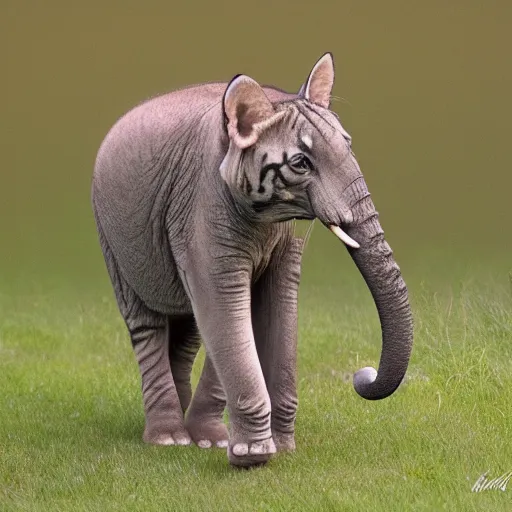 Image similar to a half cat half elephant, wildlife photography