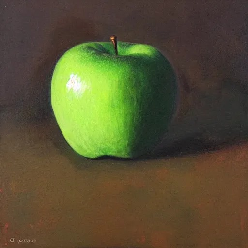 Prompt: a apple with Green painting