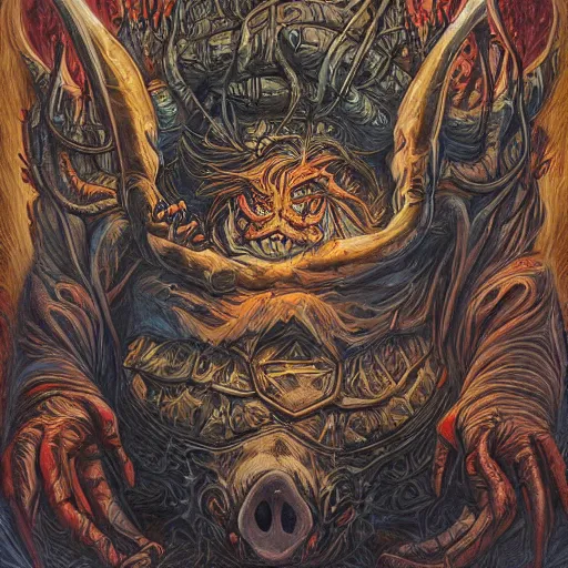 Image similar to pig king the animated series by Dan Seagrave art, fine details, illustration