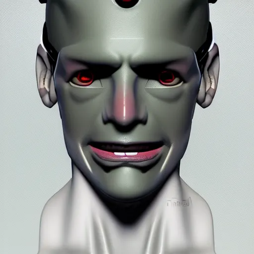 Image similar to a cybernetic version of a bugs face on a human bust, highly detailed, mecha, pinterest, ranker, fotoscape, artstation, keyshot, unreal engine