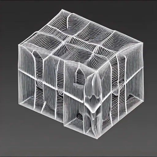 Image similar to realistic detailed image of the inside of a biomechanical valve body, endless 3 d labyrinth menger sponge, very intricate masterpiece