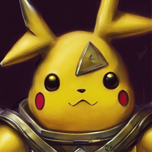 Image similar to pikachu as a realistic fantasy knight, closeup portrait art by donato giancola and greg rutkowski, realistic face, digital art, trending on artstation, symmetry!!, no helmet