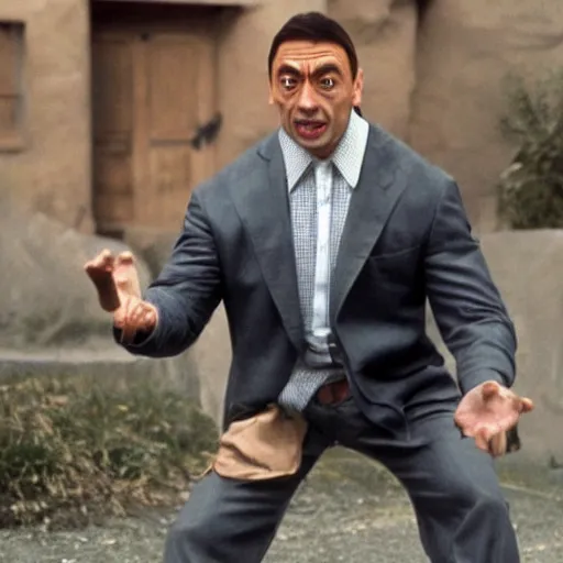 Image similar to Mr. Bean as Dwayne The Rock Johnson