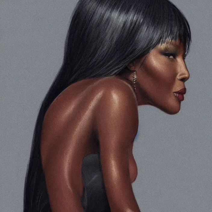 Image similar to Naomi Campbell by Elizabeth Catlett. details, smooth, sharp focus, illustration, realistic, cinematic, artstation, award winning, rgb , unreal engine, octane render, cinematic light, macro, depth of field, blur, red light and clouds from the back, highly detailed epic cinematic concept art CG render made in Maya, Blender and Photoshop, octane render, excellent composition, dynamic dramatic cinematic lighting, aesthetic, very inspirational, arthouse.