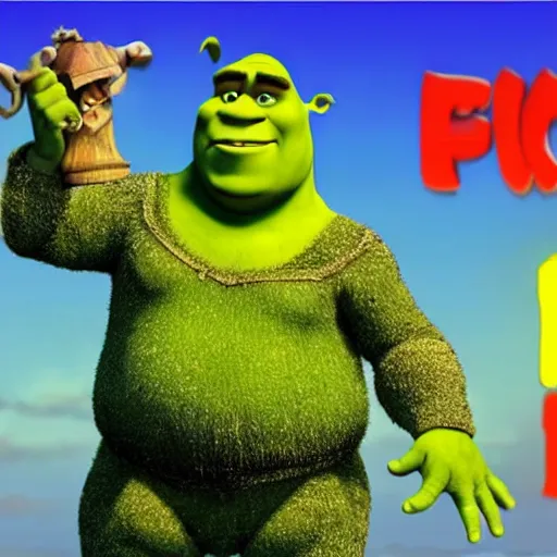 Image similar to shrek but everything has gone awfully incorrect and the world is ruined