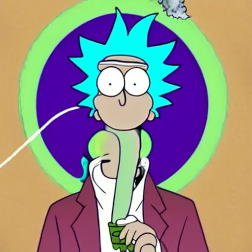 Image similar to rick sanchez ( rick and morty ) smoking a plumbus