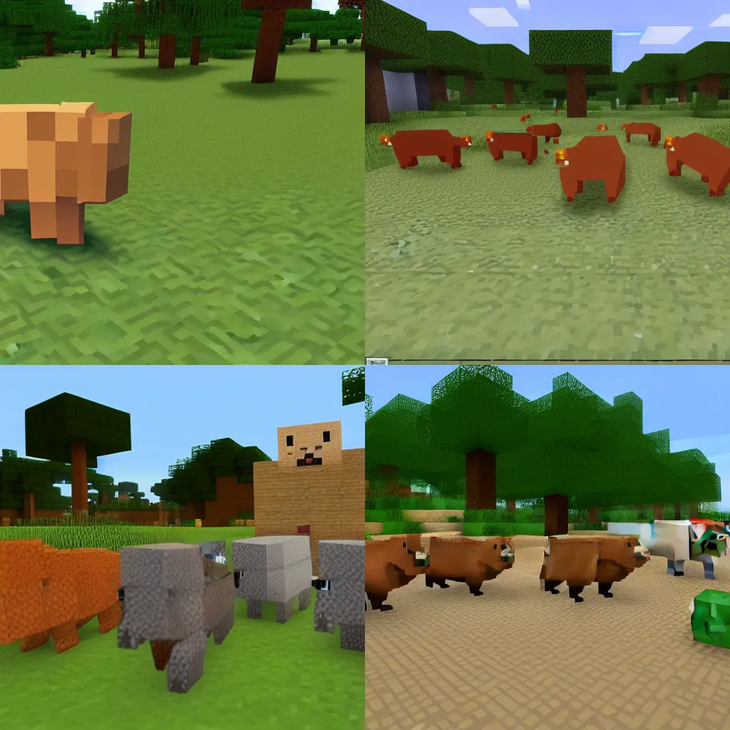 Prompt: Screenshot Of A Capybara Mob In Minecraft, HD