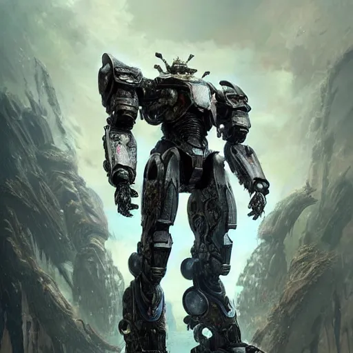 Image similar to pacific rim robot wearing ivory shiny armor standing in the sea, full body image, steam punk, sci-fi, extremely detailed digital painting, in the style of Fenghua Zhong and Ruan Jia and Jermy lipking and peter mohrbacher, mystic colors, highly detailed, deep aesthetic, 8k, highly ornate intricate details, cinematic lighting, rich colors, digital artwork, ray tracing, hyperrealistic, photorealistic, cinematic landscape, trending on artstation,