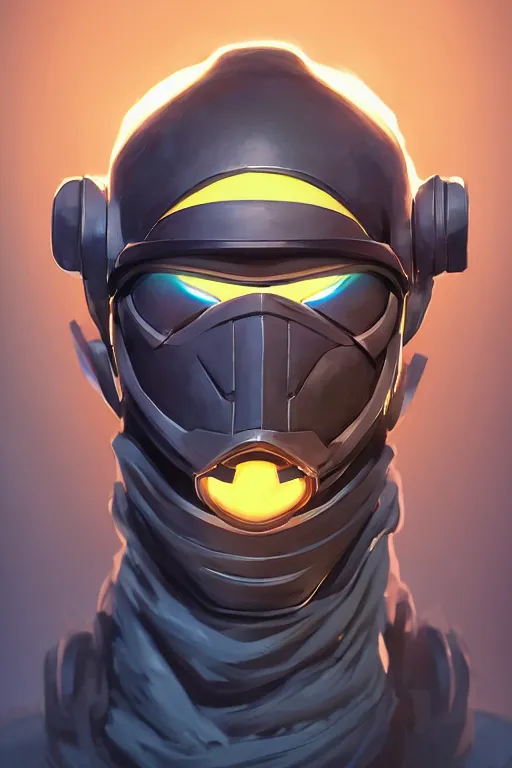 Image similar to epic mask helmet robot ninja portrait stylized as fornite style game design fanart by concept artist gervasio canda, behance hd by jesper ejsing, by rhads, makoto shinkai and lois van baarle, ilya kuvshinov, rossdraws global illumination radiating a glowing aura global illumination ray tracing hdr render in unreal engine 5