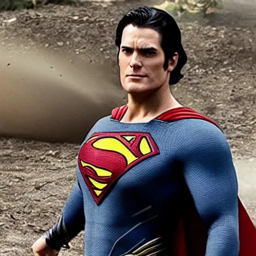 Image similar to superman in the walking dead 4 k detailed super realistic