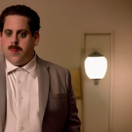 Image similar to jonah hill as borat in borat, 8k resolution, full HD, cinematic lighting, award winning, anatomically correct