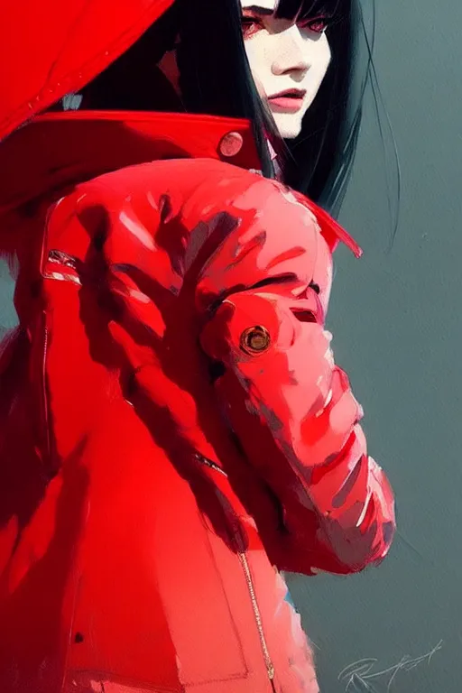 Image similar to a ultradetailed beautiful painting of a stylish woman in a red jacket, by greg rutkowski, conrad roset and ilya kuvshinov trending on artstation