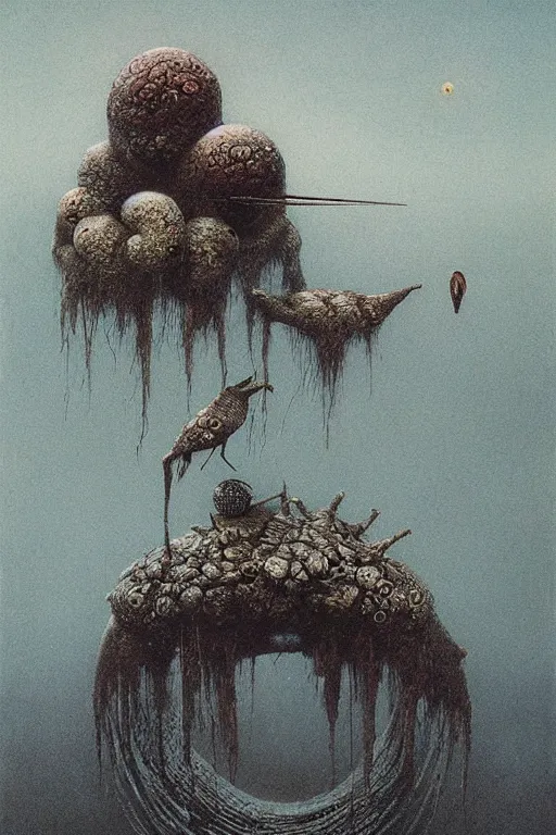 Image similar to snail crows painted by beksinski