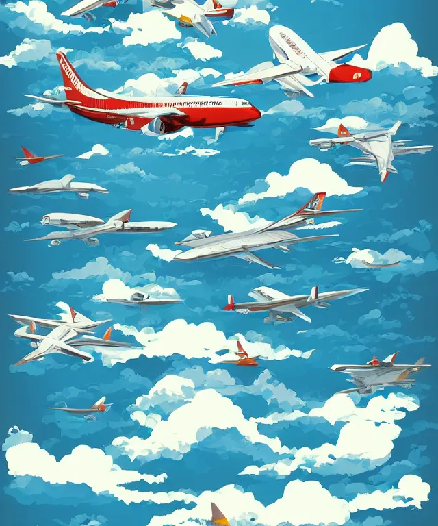 Image similar to airplane mountain water by dongkyu lim illustration vector digital art trending on artstation