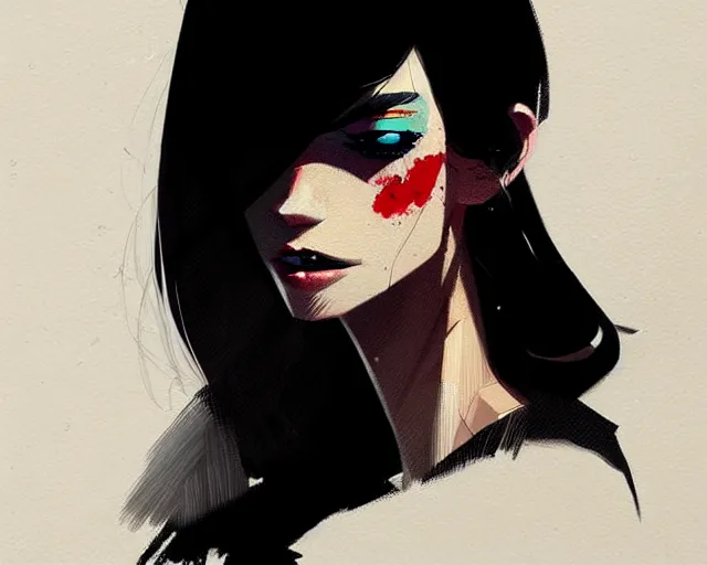 Image similar to a ultradetailed beautiful portrait panting of a stylish woman in a black dress, by conrad roset, greg rutkowski and makoto shinkai trending on artstation