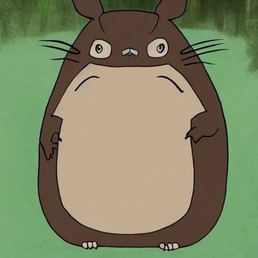 Prompt: nicholas cage as totoro, illustrated by studio ghibli
