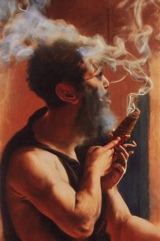 Image similar to god smoking a cuban cigar