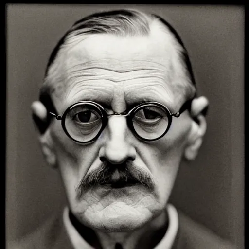 Prompt: james joyce portrait photograph by chuck close