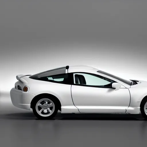 Prompt: white 2 0 0 2 mitsubishi eclipse, promotional photography, professional, 4 k photo