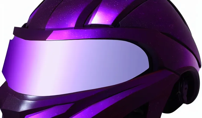 Prompt: cyberpunk halo helmet purple star visor floating in space with reflections, epic, dramatic, photorealistic, award winning, 8k,