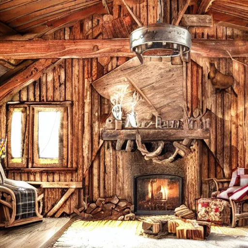 Image similar to Santa inside a rustic barn, in the style of Jenny Nyström