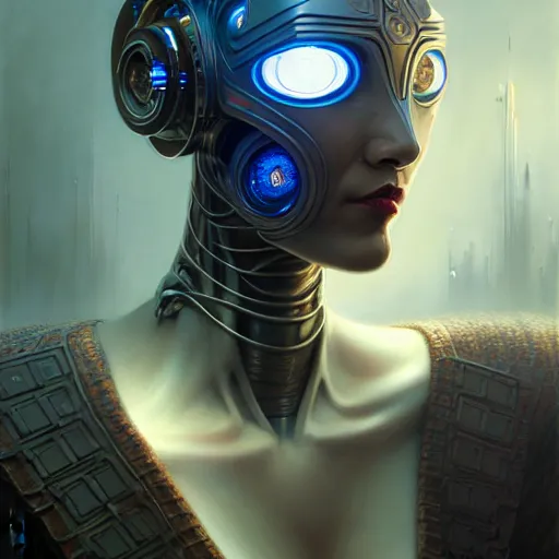 Image similar to low angle shot of a cyberpunk robot character, intricate, elegant, highly detailed, centered, digital painting, artstation, concept art, smooth, sharp focus, illustration, artgerm, Tomasz Alen Kopera, Peter Mohrbacher, donato giancola, Joseph Christian Leyendecker, WLOP, Boris Vallejo