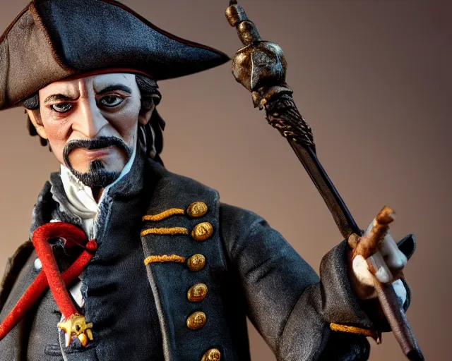 Prompt: close up of highly detailed pvc figure of 2 1 savage from pirates of the caribbean dslr photo