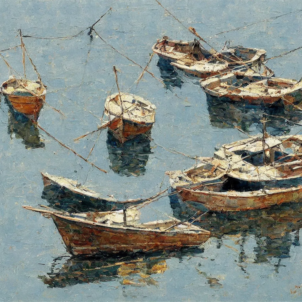 Image similar to boat, painting by denis sarazhin